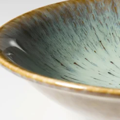 Teller|Die moderne Hausfrau Suppenteller-Set, Steinzeug Flussufer blau, grün, braun