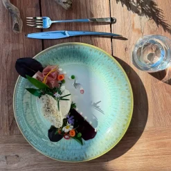 Teller|Die moderne Hausfrau Suppenteller-Set, Steinzeug Flussufer blau, grün, weiß