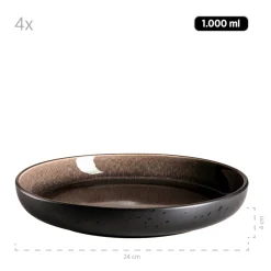 Teller|Die moderne Hausfrau Suppenteller-Set, Steinzeug Niara Schwarz / Grau