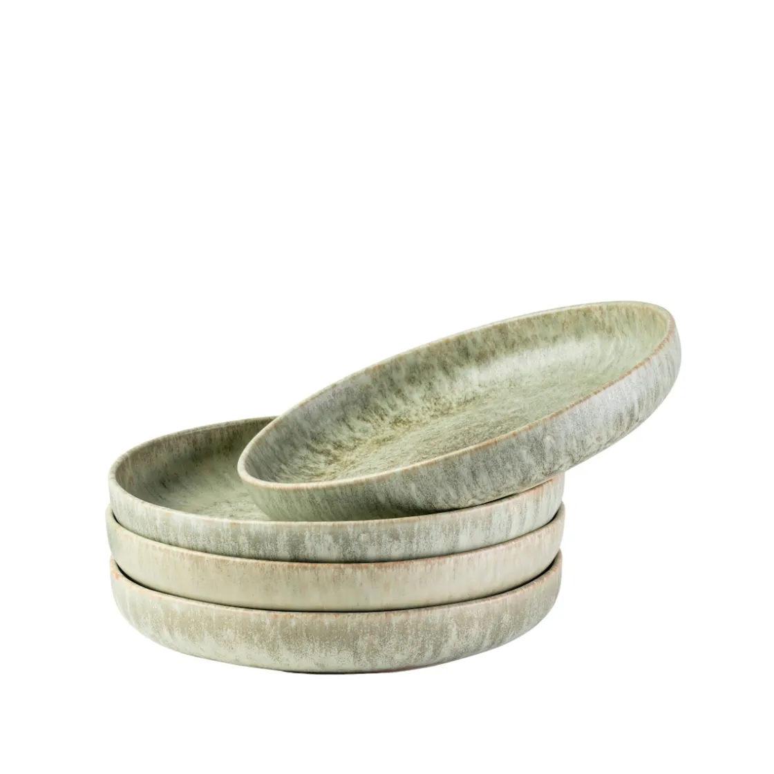 Teller|Die moderne Hausfrau Suppenteller-Set, Steinzeug Moos'N'Stein Grün