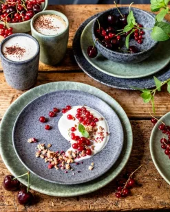 Teller|Die moderne Hausfrau Suppenteller-Set, Steinzeug Moos'N'Stein Grün