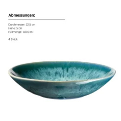 Die moderne Hausfrau Suppenteller-Set, Steinzeug Carellia Blau