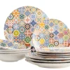 Geschirrsets|Die moderne Hausfrau Tafelservice, Keramik Amarante 6 x Speiseteller, 6 x Suppenteller