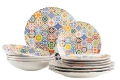 Geschirrsets|Die moderne Hausfrau Tafelservice, Keramik Amarante 6 x Speiseteller, 6 x Suppenteller