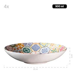 Geschirrsets|Die moderne Hausfrau Tafelservice, Keramik Amarante 6 x Speiseteller, 6 x Suppenteller