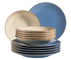 Geschirrsets|Die moderne Hausfrau Tafelservice, Keramik OSSIA Sand, Hellblau