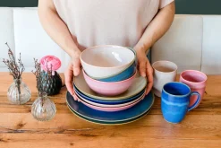 Geschirrsets|Die moderne Hausfrau Tafelservice, Keramik OSSIA Sand, Hellblau