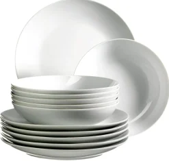 Geschirrsets|Die moderne Hausfrau Tafelservice, Porzellan BARCA 6 x Speiseteller, 6 x Suppenteller