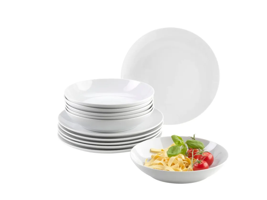 Geschirrsets|Die moderne Hausfrau Tafelservice, Porzellan BARCA 6 x Speiseteller, 6 x Suppenteller