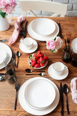 Geschirrsets|Die moderne Hausfrau Tafelservice, Porzellan Felise Weiß / Schwarz