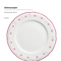 Geschirrsets|Die moderne Hausfrau Tafelservice, Porzellan Lova Weiß / Rot