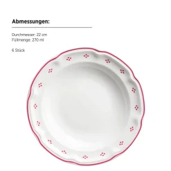 Geschirrsets|Die moderne Hausfrau Tafelservice, Porzellan Lova Weiß / Rot