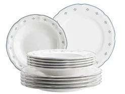 Geschirrsets|Die moderne Hausfrau Tafelservice, Porzellan Lova Weiß / Blau