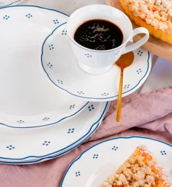 Geschirrsets|Die moderne Hausfrau Tafelservice, Porzellan Lova Weiß / Blau