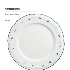 Geschirrsets|Die moderne Hausfrau Tafelservice, Porzellan Lova Weiß / Blau