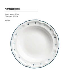 Geschirrsets|Die moderne Hausfrau Tafelservice, Porzellan Lova Weiß / Blau