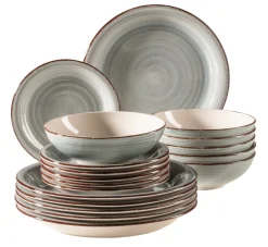 Geschirrsets|Die moderne Hausfrau Tafelservice, Steingut Lumaca Rauchblau