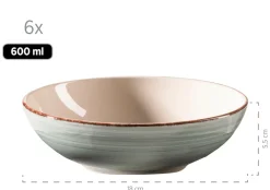 Geschirrsets|Die moderne Hausfrau Tafelservice, Steingut Lumaca Rauchblau