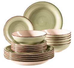 Geschirrsets|Die moderne Hausfrau Tafelservice, Steingut Lumaca Olivgrün