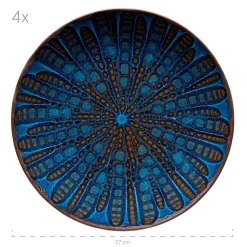 Geschirrsets|Die moderne Hausfrau Tafelservice, Steinzeug Aquamarine