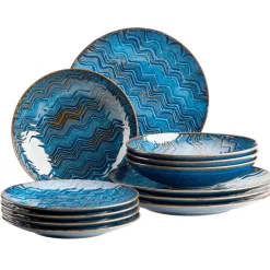 Geschirrsets|Die moderne Hausfrau Tafelservice, Steinzeug Aquamarine