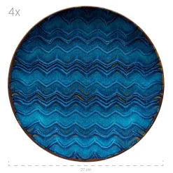 Geschirrsets|Die moderne Hausfrau Tafelservice, Steinzeug Aquamarine