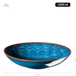 Geschirrsets|Die moderne Hausfrau Tafelservice, Steinzeug Aquamarine