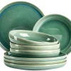 Geschirrsets|Die moderne Hausfrau Tafelservice, Steinzeug Elina Uno Grün