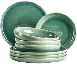 Geschirrsets|Die moderne Hausfrau Tafelservice, Steinzeug Elina Uno Grün