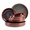 Geschirrsets|Die moderne Hausfrau Tafelservice, Steinzeug Elina Uno Rot / Braun