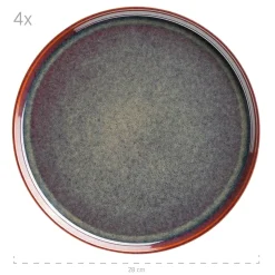 Geschirrsets|Die moderne Hausfrau Tafelservice, Steinzeug Elina Uno Rot / Braun