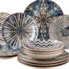 Geschirrsets|Die moderne Hausfrau Tafelservice, Steinzeug Iberico Blue 6 x Speiseteller, 6 x Suppenteller