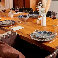 Geschirrsets|Die moderne Hausfrau Tafelservice, Steinzeug Iberico Blue 6 x Speiseteller, 6 x Suppenteller