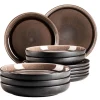 Geschirrsets|Die moderne Hausfrau Tafelservice, Steinzeug NIARA Schwarz / Grau