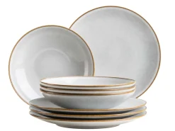 Geschirrsets|Die moderne Hausfrau Tafelservice, Steinzeug Smoky's Weiß
