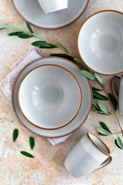 Geschirrsets|Die moderne Hausfrau Tafelservice, Steinzeug Smoky's Weiß