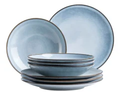 Geschirrsets|Die moderne Hausfrau Tafelservice, Steinzeug Smoky's Blau