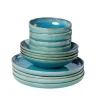 Geschirrsets|Die moderne Hausfrau Tafelservice, Steinzeug TIEFER SEE Blau / Grün