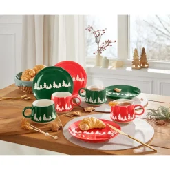 Tassen|Die moderne Hausfrau Tassen „Tannenbäume“, 4 Stück