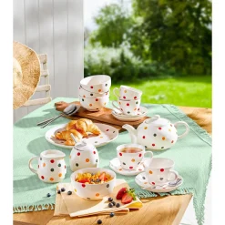 Tassen|Die moderne Hausfrau Tassen-Set „Kunterbunt“ mit Untertassen, 8-teilig, je 200 ml
