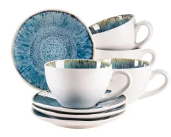 Tassen|Die moderne Hausfrau Tassen-Set, Steinzeug Frozen Blau