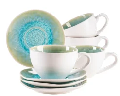 Tassen|Die moderne Hausfrau Tassen-Set, Steinzeug Frozen Grün