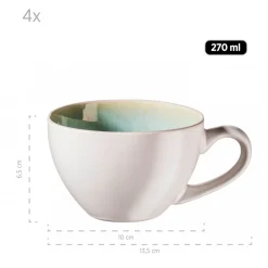 Tassen|Die moderne Hausfrau Tassen-Set, Steinzeug Frozen Grün