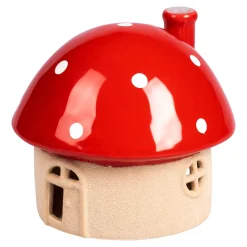 Herbstdekoration|Leuchtdekoration·Kerzen & Teelichter|Die moderne Hausfrau Teelicht-Haus „Pilz“ mittel (ØxH): 14,5x12,8 cm