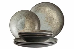 Geschirrsets|Die moderne Hausfrau Teller Set, Steinzeug Carellia Grau