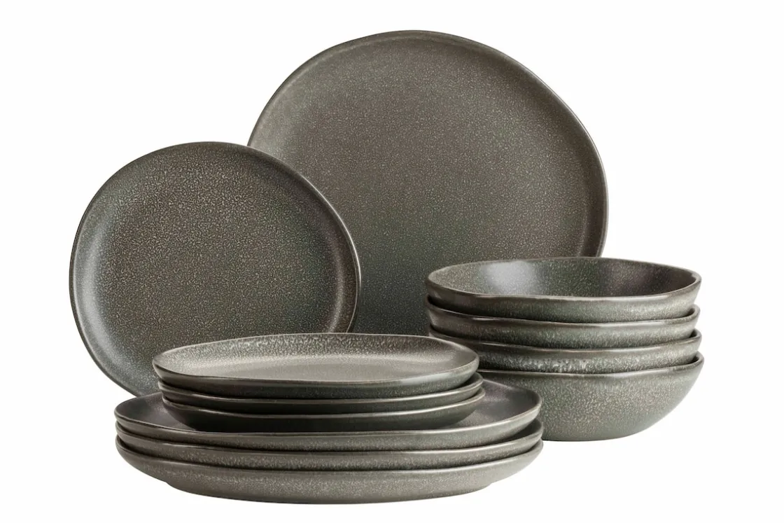 Geschirrsets|Die moderne Hausfrau Tellerset, Keramik Marlena 6 x Speiseteller, 6 x Suppenteller