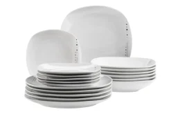 Geschirrsets|Die moderne Hausfrau Tellerset, Porzellan Fadilla 6 x Speiseteller, 6 x Suppenteller, 6 x Dessertteller