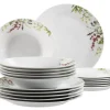 Geschirrsets|Die moderne Hausfrau Tellerset, Porzellan Herbal Garden 6 x Speiseteller, 6 x Suppenteller, 6 x Dessertteller