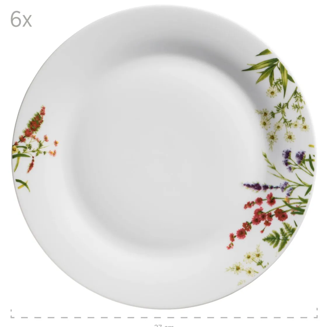 Geschirrsets|Die moderne Hausfrau Tellerset, Porzellan Herbal Garden 6 x Speiseteller, 6 x Suppenteller, 6 x Dessertteller