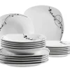 Geschirrsets|Die moderne Hausfrau Tellerset, Porzellan Londra 6 x Speiseteller, 6 x Suppenteller, 6 x Dessertteller